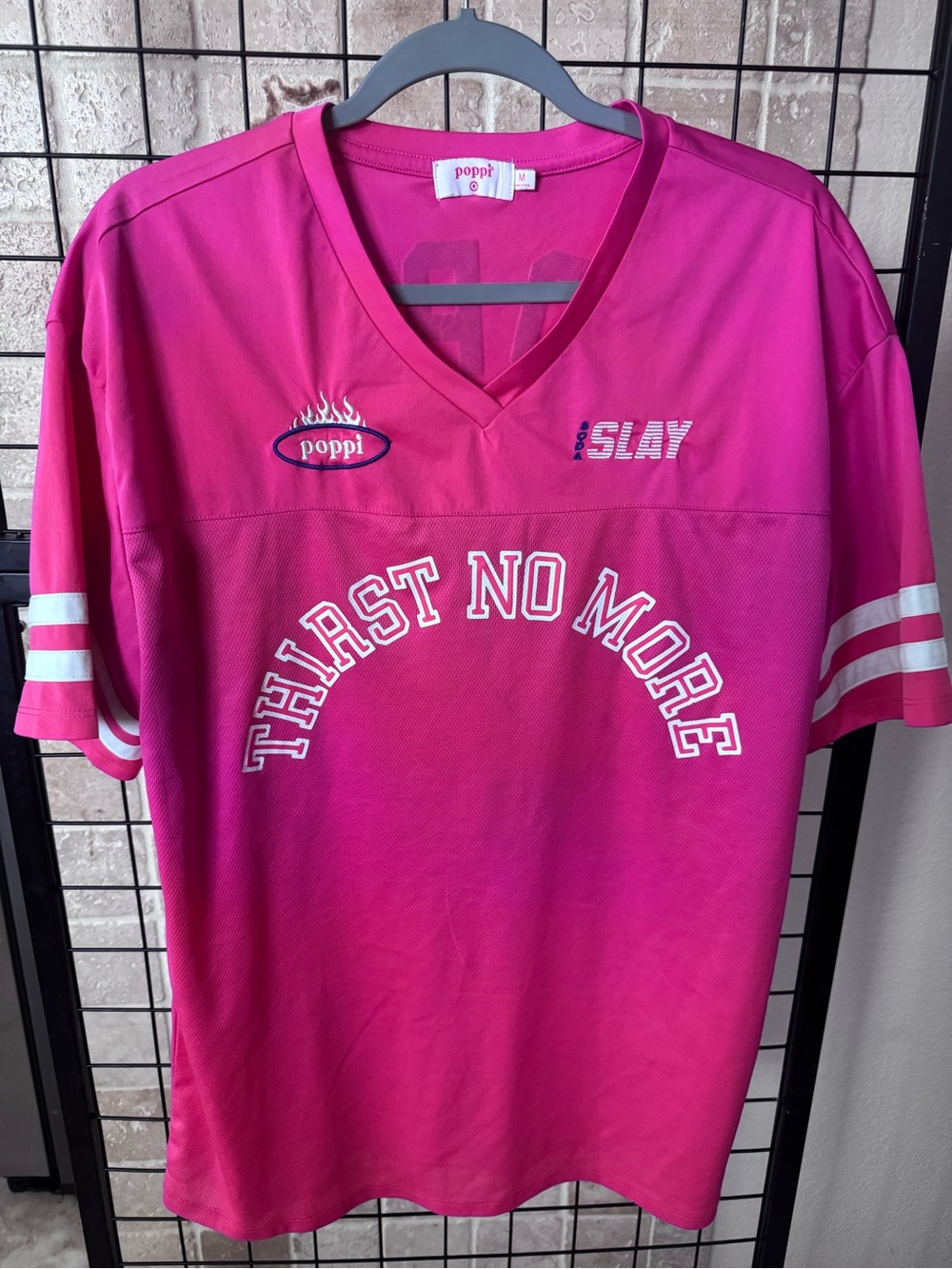 Poppi Football Jersey Size M Cute Pink Trendy Jersey Top Fits Oversized TARGET